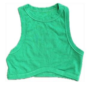 Green Ribbed Crop Tank Top XS Stretch Fitted Crop Top St Patrick’s Day